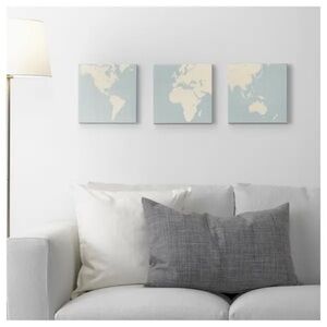 Ikea Set of 3 World Map Canvas Prints